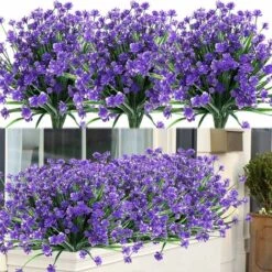 LangRay 8 Fasci Di Fiori Finti Artificiali Per Esterni Arbusti Piante Resistenti Ai Raggi UV, Vegetazione In Plastica Sintetica Per Piante Da Giardino Pensili Da Esterno, Portico, Finestra, Casa, Matr