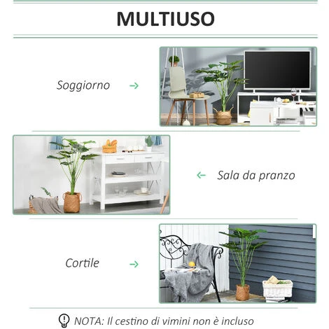 Outsunny Monstera Artificiale 13 Foglie E Vaso Alta 85cm Per Interno Ed Esterno - immagine 4