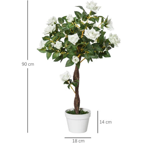 Outsunny Camelia Alberello Artificiale Con 21 Fiori E Vaso Alta 90cm - immagine 3