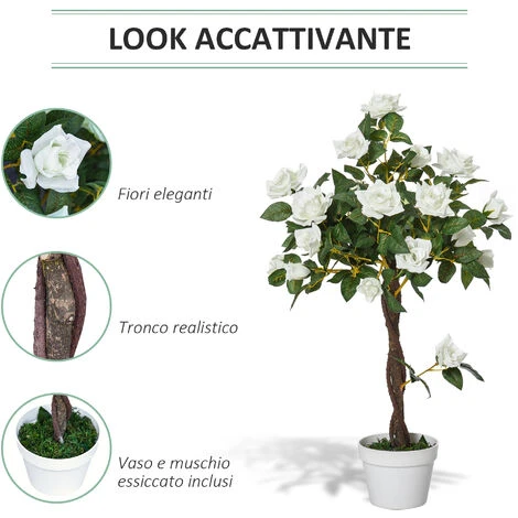 Outsunny Camelia Alberello Artificiale Con 21 Fiori E Vaso Alta 90cm - immagine 5