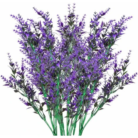 Fiori Artificiali Di Lavanda, Decorazione Di Bouquet Di Fiori Artificiali, Piante Artificiali Finte Per Decorazioni Da Giardino Per Interni Ed Esterni - 6 Pezzi / Viola
