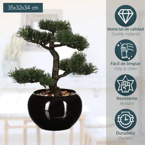 ATMOSPHERA Bonsai Artificiale In Vaso Di Ceramica H36 - immagine 2