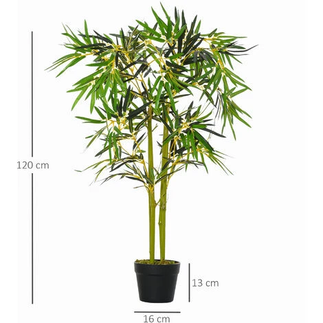 Outsunny Bambù In Vaso Artificiale, Decorazione Da Interno Ed Esterno, Altezza 120cm - Verde - immagine 3