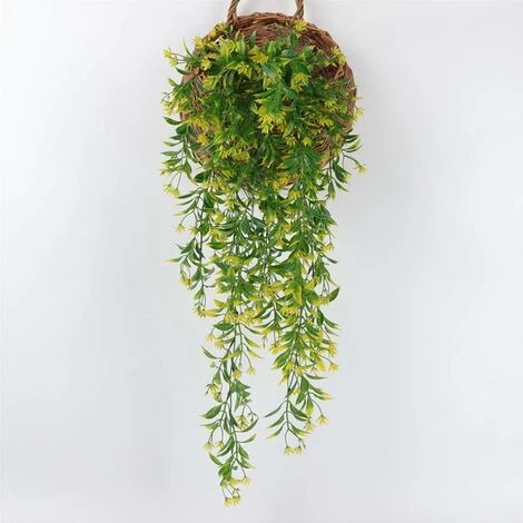 Piante Pendenti Verdi Artificiali Di 2 Pezzi Di Edera Artificiale Per Feste, Matrimoni, Cucina, Giardino, Decorazioni Per Ufficio Giallo - immagine 2