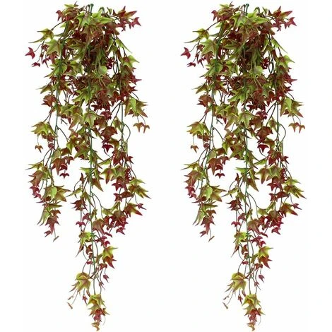 Artificial Ivy Hanging Set Of 2 For Home, Garden, Office, Home Decor Red
