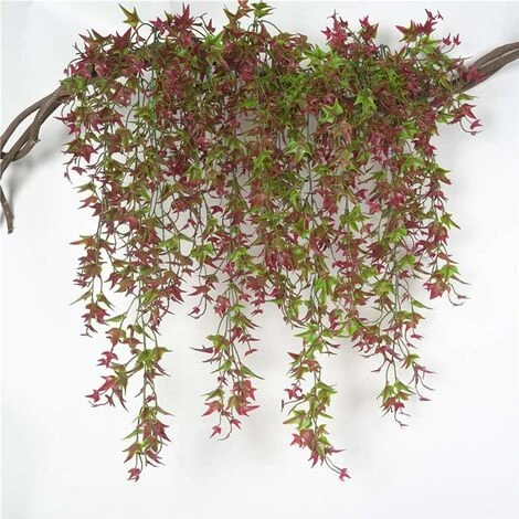 Artificial Ivy Hanging Set Of 2 For Home, Garden, Office, Home Decor Red - immagine 2