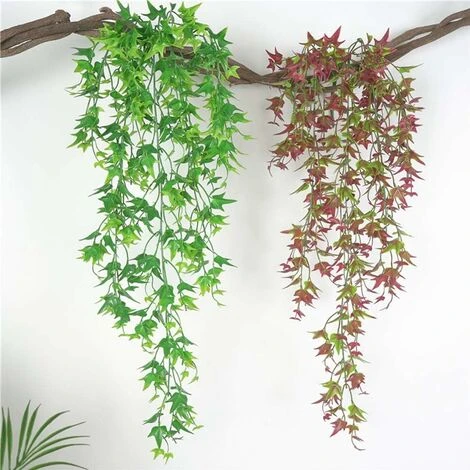 Artificial Ivy Hanging Set Of 2 For Home, Garden, Office, Home Decor Red - immagine 3