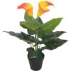 Calla Lily Artificiale Con Vaso 45 Cm Rosso E Giallo VidaXL