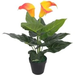 Calla Lily Artificiale Con Vaso 45 Cm Rosso E Giallo VidaXL