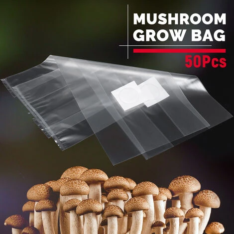 50 Pz 320x450x0.06 MM PVC Trasparente Giardino Fattoria Di Funghi Spawn Grow Bag Substrato Ad Alta Temperatura Pre Sigillabile - immagine 4