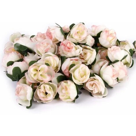 MINKUROW 50 Pezzi 3 Cm Testa Di Fiore Artificiale Rosa Finta Decorazione Di Piante Artificiali Per Feste Di Matrimonio In Casa, Champagne - immagine 4