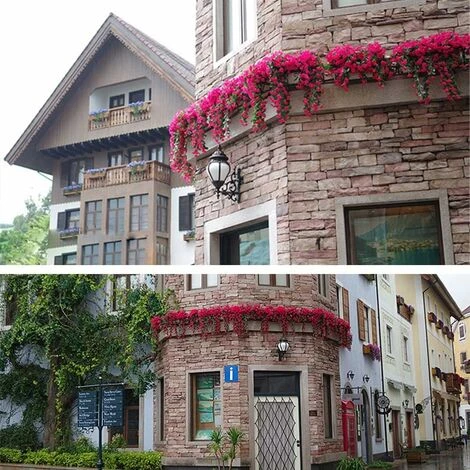 Confezione Da 2 Fiori Artificiali Edera Piante Artificiali All'aperto, Ufficio, Decorazioni Per La Casa, Feste In Giardino, Matrimonio, Rosa Rossa, Rosa Rossa - immagine 3