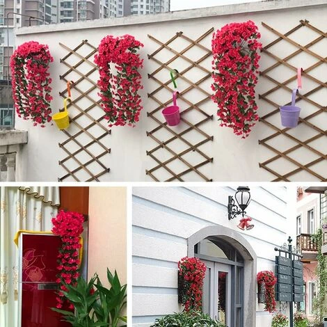 Confezione Da 2 Fiori Artificiali Edera Piante Artificiali All'aperto, Ufficio, Decorazioni Per La Casa, Feste In Giardino, Matrimonio, Rosa Rossa, Rosa Rossa - immagine 4