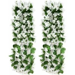 2 Pz 70 Cm Edera Artificiale Fiori Artificiali Per Matrimoni All'aperto Piante Artificiali Per Ufficio, Decorazioni Per La Casa, Giardino, Feste, Matrimoni, Fiori Bianchi