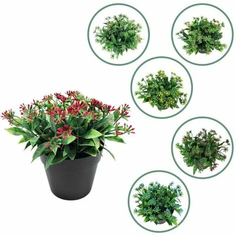 Pianta Artificiale Fiore Artificiale Foglia Piccola Legno Di Sandalo Colore Rosso Simulazione Bonsai Pianta Pianta Alghe Fiore Decorazione Della Casa Simulazione Bonsai (rosso) - immagine 4