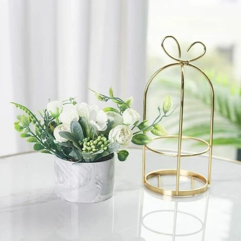 Fiori Artificiali Con Vaso - Bouquet Di Ortensie E Crisantemi Decorazione Di Nozze Per Casa, Soggiorno O Ufficio - immagine 3