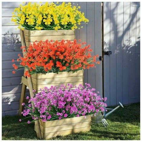 8 Fasci Di Fiori Finti Artificiali All'aperto Arbusti Piante Resistenti Ai Raggi UV Piante Di Plastica Piante Da Appendere All'aperto Per Interni Giardino Portico Fioriera Maria's House - immagine 4