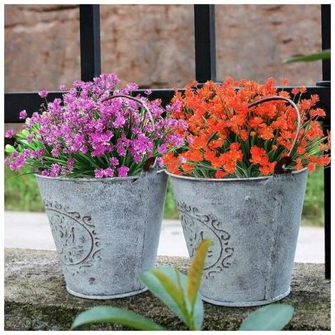 8 Fasci Di Fiori Finti Artificiali All'aperto Arbusti Piante Resistenti Ai Raggi UV Piante Di Plastica Piante Da Appendere All'aperto Per Interni Giardino Portico Fioriera Maria's House - immagine 5
