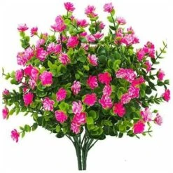 Eucalipto Bouquet Piante Vegetali Fiori Finti Fiore Artificiale 4 Pezzi Eucalipto Resistente Ai Raggi UV Per Interni Per La Decorazione Di Matrimoni All'aperto Home Office Giardino (Loto Rosso)