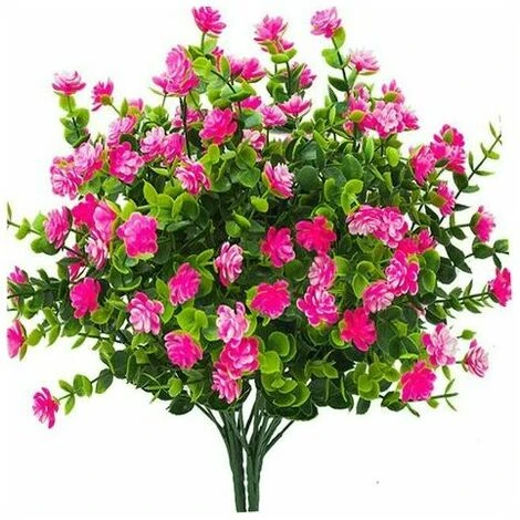 Eucalipto Bouquet Piante Vegetali Fiori Finti Fiore Artificiale 4 Pezzi Eucalipto Resistente Ai Raggi UV Per Interni Per La Decorazione Di Matrimoni All'aperto Home Office Giardino (Loto Rosso)