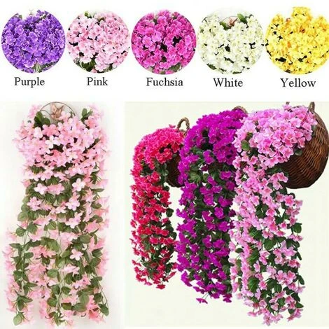 2x Piante Artificiali Edera Rampicante Piante Rampicanti Foglia Artificiale Rampicante Decorazione Floreale Viola, Rosso - immagine 4