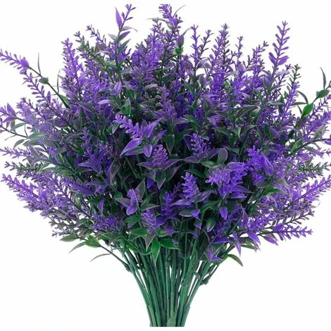 Fiori Artificiali Da Esterno Piante Di Lavanda Finte Bouquet Artificiale In Plastica Resistente Ai Raggi UV Per La Decorazione Del Portico Del Giardino Di Casa All'aperto (viola)